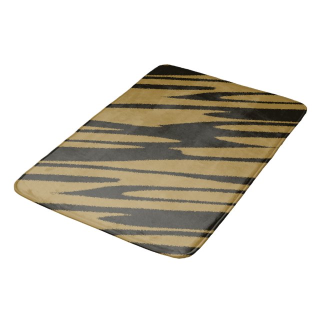 Black and Gold abstract Bath Mat (Angled)