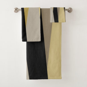 black and gold abstract bath towel set
