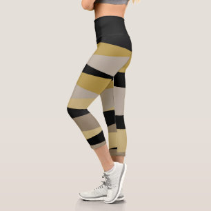 black and gold abstract capri leggings