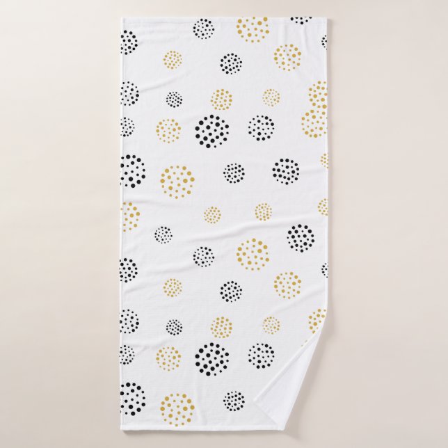 Black and gold abstract dots pattern bath towel set (Bath Towel)