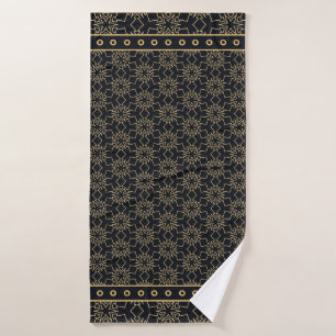 Black and gold abstract graphic pattern. Geometric Bath Towel