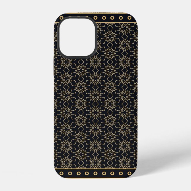 Black and gold abstract graphic pattern. Geometric iPhone Case (Back)