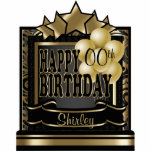 Black and Gold Abstract Happy 00th Birthday Standing Photo Sculpture<br><div class="desc">Table Topper Cutout. ⭐This Product is 100% Customisable. Graphics and / or text can be added, deleted, moved, resized, changed around, rotated, etc... ⭐99% of my designs in my store are done in layers. This makes it easy for you to resize and move the graphics and text around so that...</div>