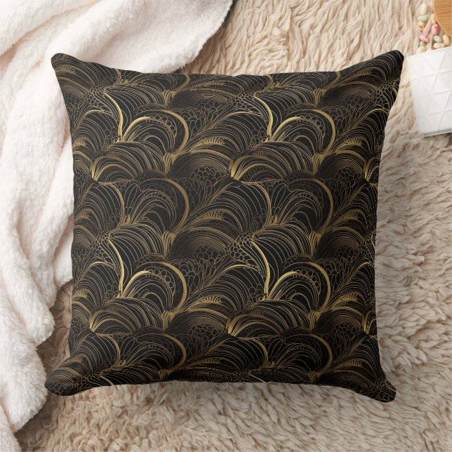 Black and gold abstract pattern  cushion (Blanket)
