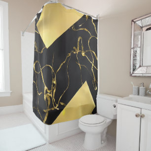 Black and Gold Abstract Pattern Shower Curtain