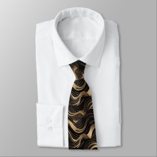 Black and gold abstract pattern tie