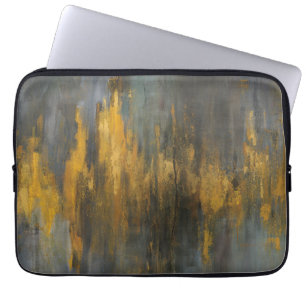Black and Gold Abstract Print Danhui Nai Laptop Sleeve