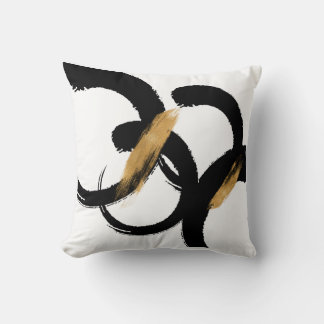 Black and Gold Abstract Shapes Cushion
