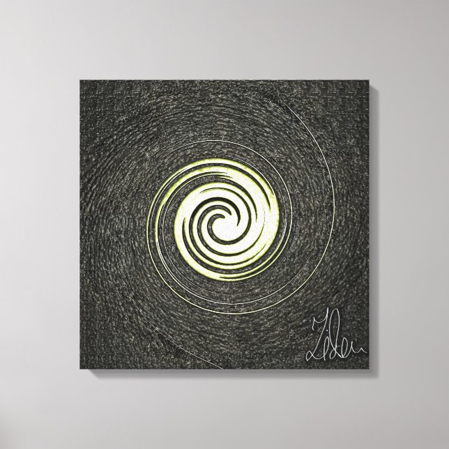 Black and gold abstract stretched canvas print (Front)