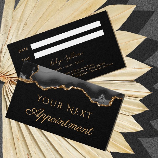 Black and Gold Agate Appointment Card (Creator Uploaded)