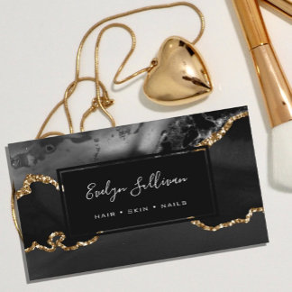black and gold agate business card