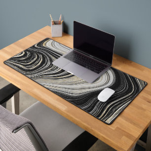 Black and Gold Agate Design  Desk Mat