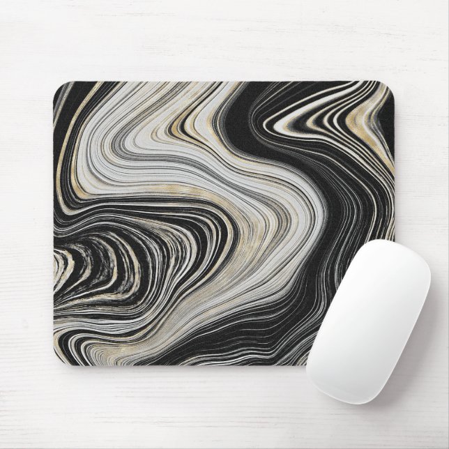Black and Gold Agate Design  Mouse Mat (With Mouse)