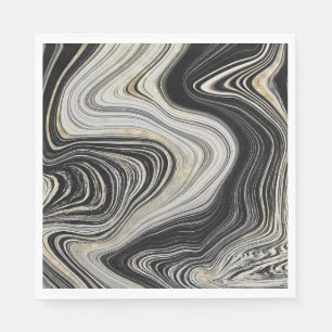 Black and Gold Agate Design  Napkin
