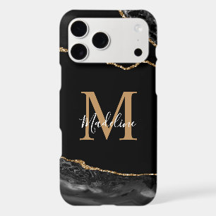 Black and Gold Agate Geode Monogram