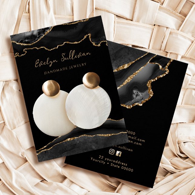 Black and gold agate jewellery display card (Creator Uploaded)