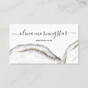 Black and Gold Agate Marble QR Code Business Card