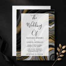 Black and Gold Agate Modern Wedding