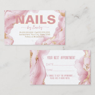 Black and gold Agate nail salon Manicurist  Appointment Card