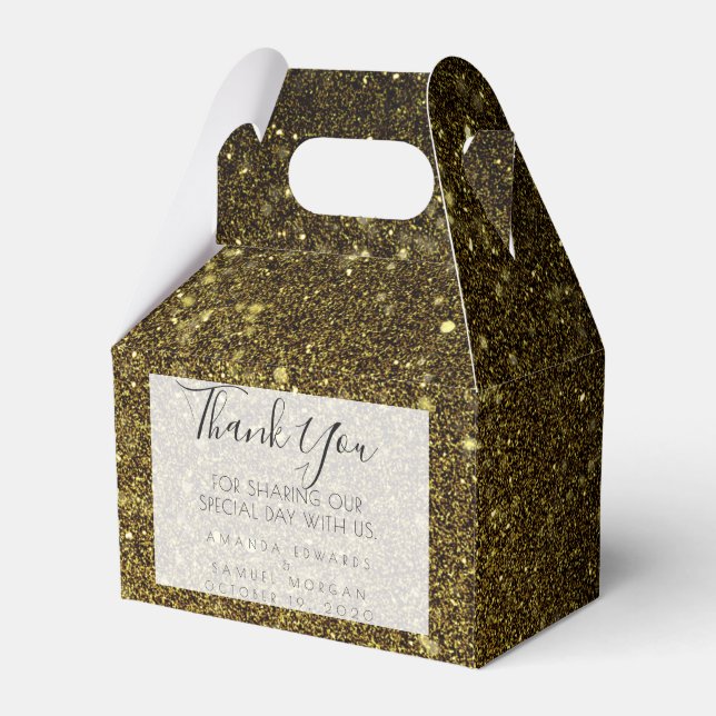 Black and Gold Agate  Wedding Favour Box (Front Side)