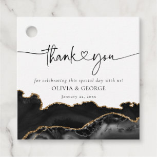 Black and Gold Agate Wedding Thank You Favour Tags