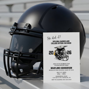 Black and Gold American Football Graduation Party Invitation