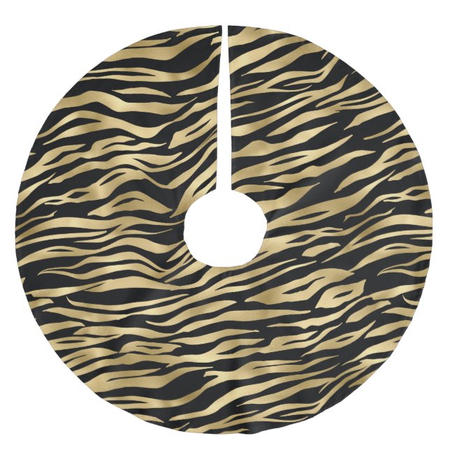 Black and gold animal abstract # 1 brushed polyester tree skirt (Front)