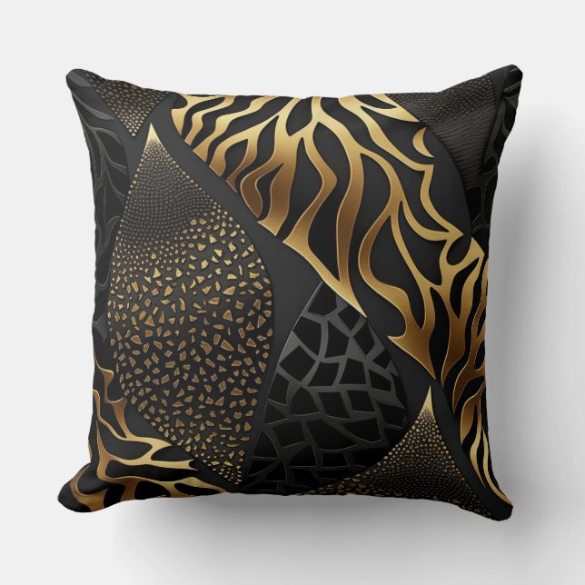 Black and Gold Animal Print (11) Cushion (Front)