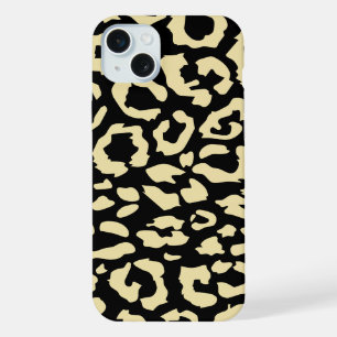 Black And Gold Animal Print Pattern iPhone 15 Plus Case