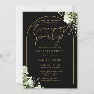 Black And Gold Arch Greenery Wedding Evening Party Invitation