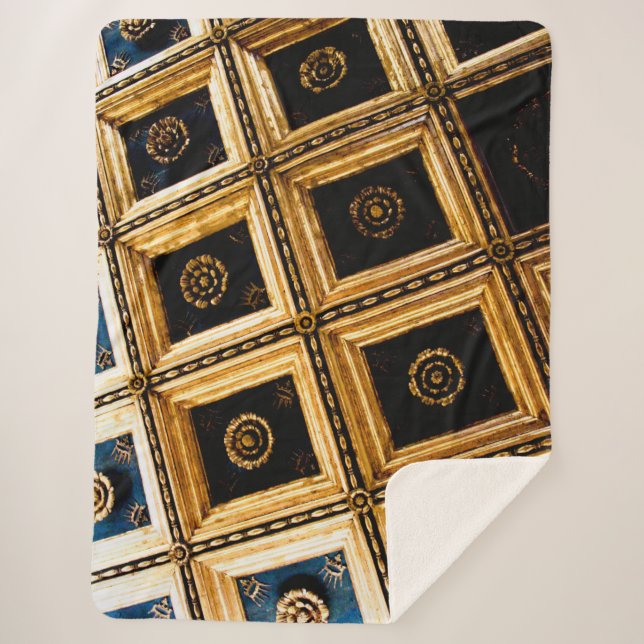 Black and Gold Architecture Sherpa Blanket (Front)
