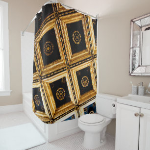 Black and Gold Architecture  Shower Curtain