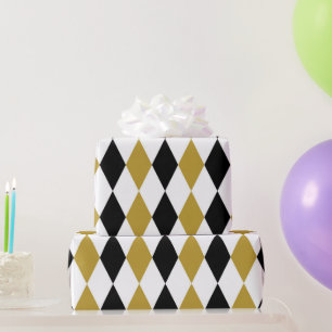 Black And Gold Argyle Wrapping Paper