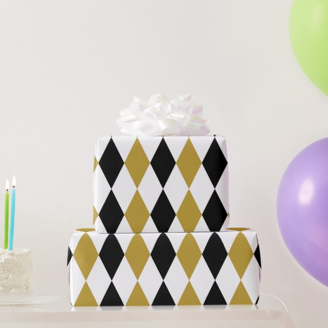 Black And Gold Argyle  Wrapping Paper (Party Gifts)