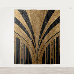 Black and Gold Art Deco Backdrop Tapestry