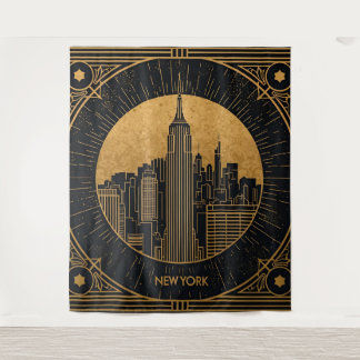 Black and Gold Art Deco Backdrop Tapestry