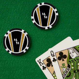 Black And Gold Art Deco Design Monogrammed Poker Chips