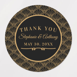 Black and Gold Art Deco Fan Flowers Wedding 