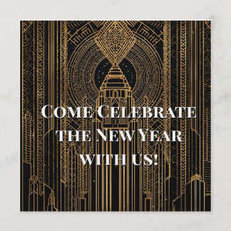 Black and Gold Art Deco Invitation