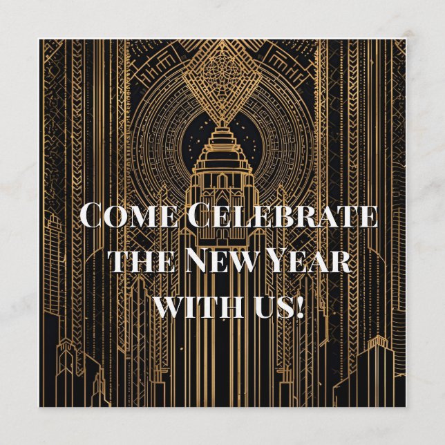 Black and Gold Art Deco Invitation (Front)