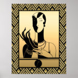 Black and Gold Art Deco Lady Poster<br><div class="desc">If you choose to download, Your local Walgreen store makes board posters of your download into different sizes and in various textures at a very good price. Sometimes with a discount. A tip from my US friend. For UK see "Digital Printing" online. This poster is typically Art Deco and illustrates...</div>