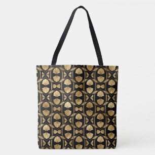 Black and Gold Art Deco Large Shoulder Tote Bag