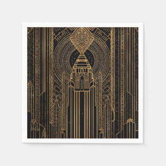 Black and Gold Art Deco Paper Napkin