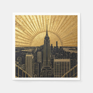 Black and Gold Art Deco Paper Napkins
