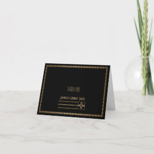 Black and Gold Art Deco Peacock Wedding Thank You Card