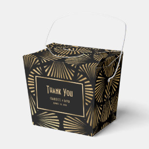 Black and Gold Art Deco Wedding Thank You Favour Box
