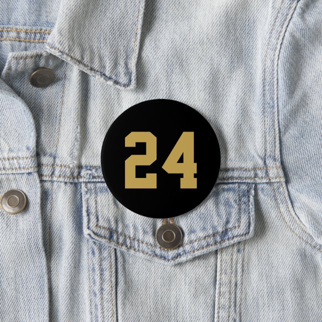 Black and Gold Athlete Jersey Number 7.5 Cm Round Badge (In Situ)