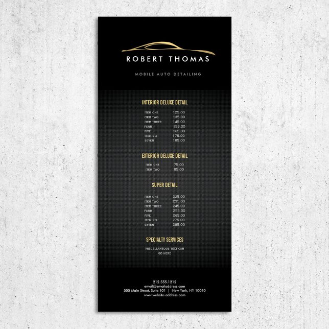 Black and Gold Auto Detailing, Auto Repair Rack Card (Creator Uploaded)