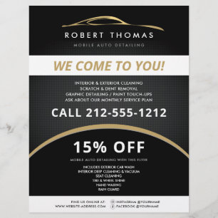 Black and Gold Auto Detailing, Car Wash Flyer