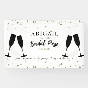 Black and Gold Bachelorette Party Banner